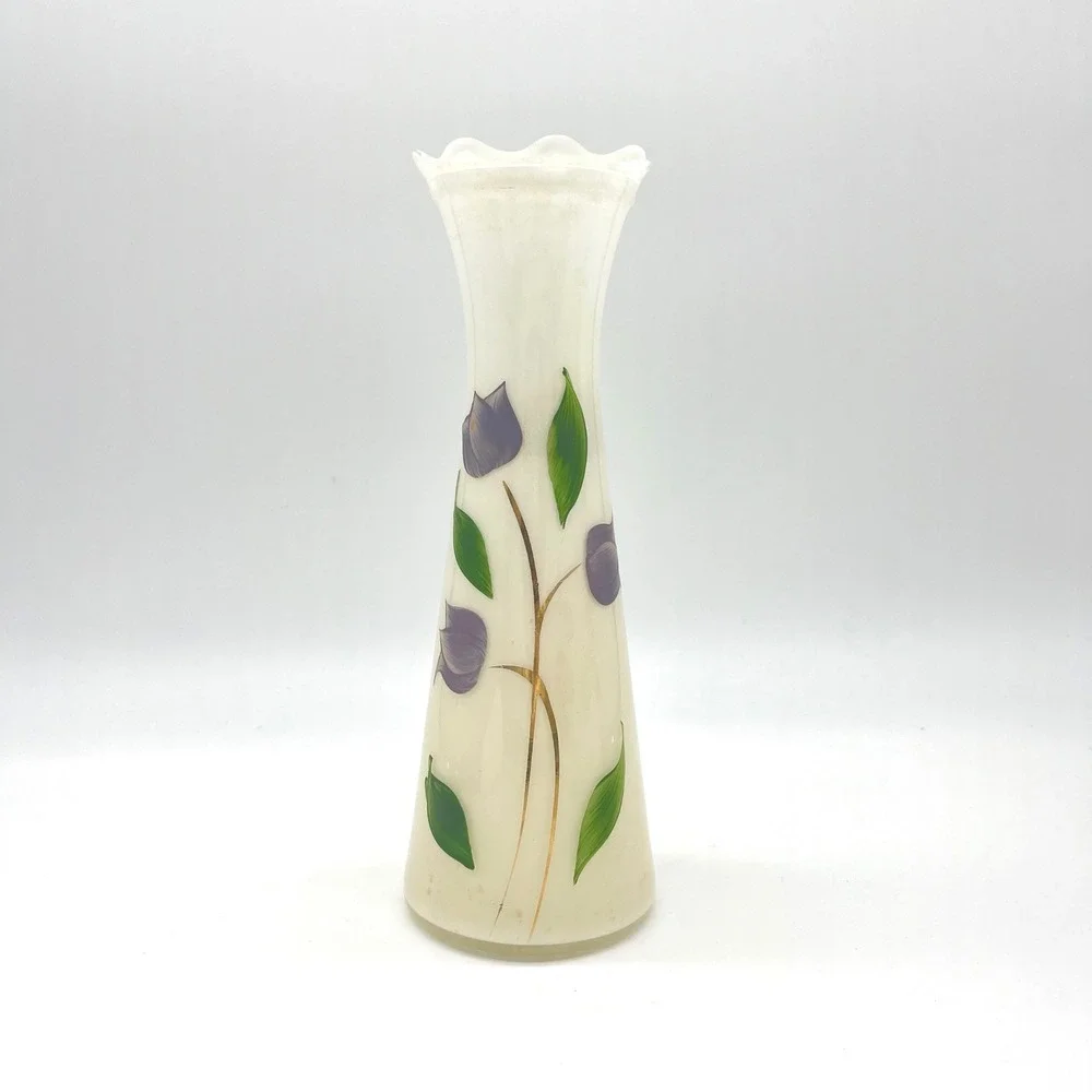 Ivory Floral Vase with Ruffled Edge Home Decor Bud Vase Flower Holder‎